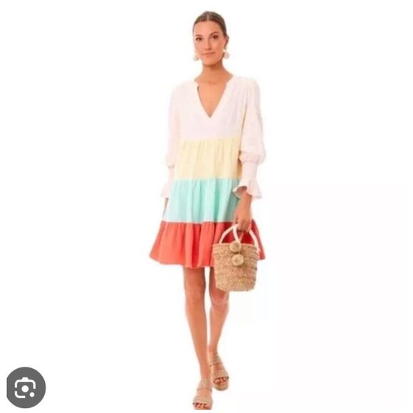 Tuckernuck Pomander Place Kenzo Gauze Dress Sorbet Colorblock - Picture 1 of 3